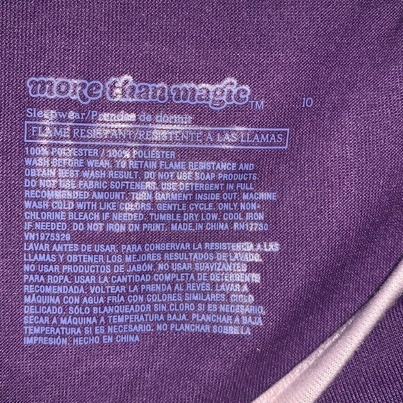 More Than Magic Girls Purple & Pink "Be Happy" Graphic Pajama Top Size 10 Polyes - Picture 2 of 5